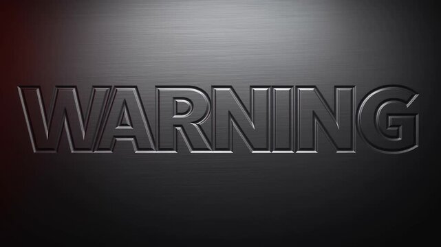 Large warning text illuminated by red light against dark black background