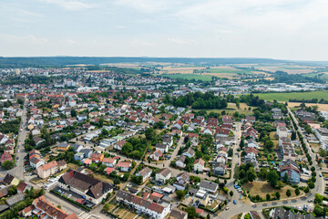 Fototapeta premium Drone aerial view of Eppingen in the Heilbronn District of Baden Württemberg, Germany
