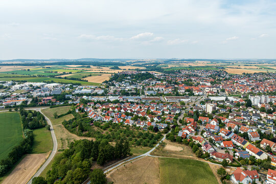 Drone aerial view of Eppingen in the Heilbronn District of Baden W&uuml;rttemberg, Germany