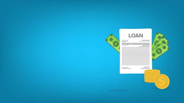 Loan Agreement and Borrowing Money Concept, 4k Animation