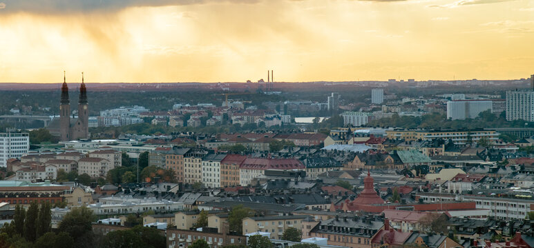 Aerial view of Stockholm City, Sodermalm district