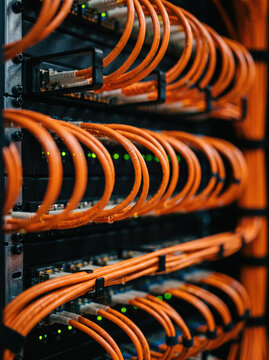 Orange Fiber Optic Cabling Detail
