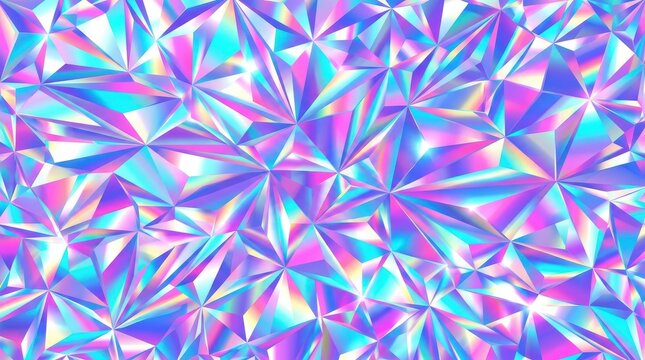 Iridescent geometric crystal pattern with vibrant holographic colors