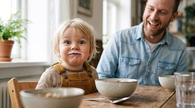 Toddler with a Milk Moustache