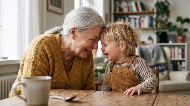 Grandmother and Grandchild Forehead to Forehead
