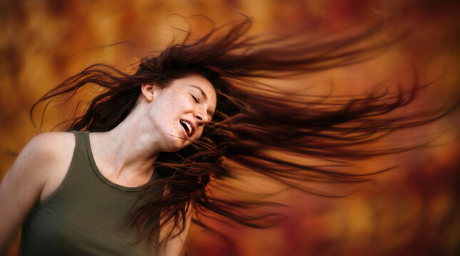 Long Hair Whipping in Dynamic Motion