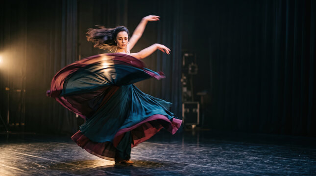 Dancer Spinning in Flowing Motion