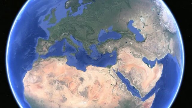Video of planet Earth rotating in space.
Spain, portugal on geographical world map.