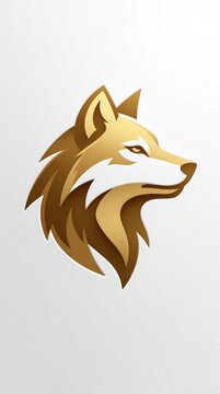 Golden wolf profile illustration with layered abstract style. Minimalist graphic represents wild animal, power, and elegance. Modern logo design element, animalistic art.
