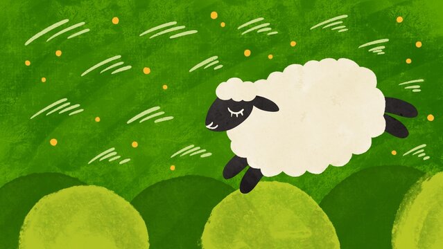 ひつじと草原ヘッダー　水彩風手描きイラスト