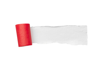 Obraz premium Partially unrolled red and white torn paper strip