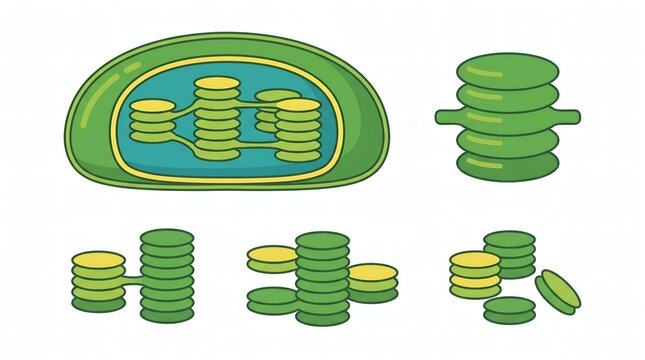 Chloroplast structure diagram showing grana thylakoid stacks and lamella vector illustration