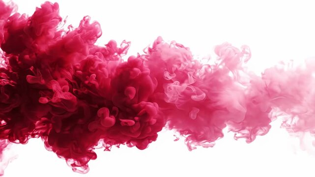 Abstract red ink cloud swirling in water isolated on white background