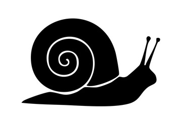 Black silhouette of a garden snail icon isolated on white background, Vector © Siddique