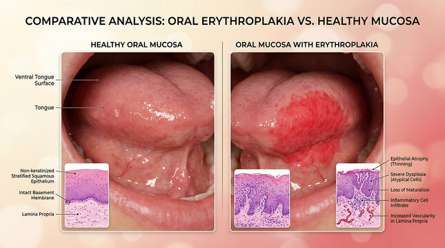 Healthy Oral Mucosa Versus Leukoplakia White Plaque and Epithelial Hyperplasia