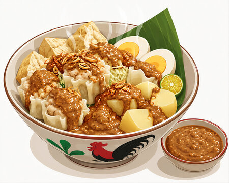 Bowl of siomay traditional food from Indonesian 