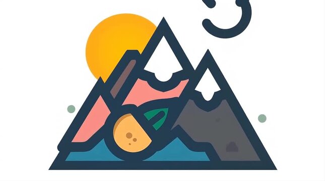 Flat Vector Mountain Adventure Illustration with Hiking and Outdoor Landscape