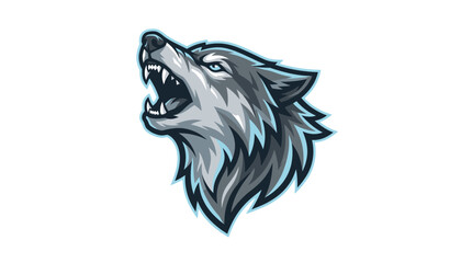 Fototapeta premium Fierce howling wolf head emblem mascot illustration design for esports team branding and apparel