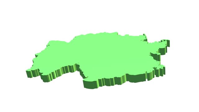 3D Green Germany Map Rotating Animation on Black Background, German Geographic Territory Motion Graphic Loop

