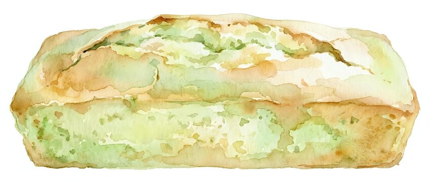 Freshly baked loaf with green herb and cheese filling and soft crumb