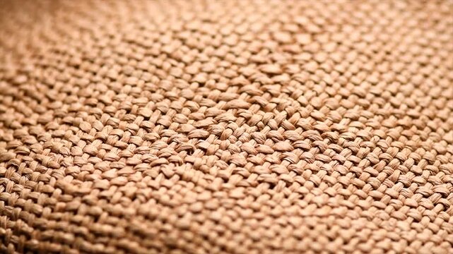 Wicker texture background, close up straw hat weave textile backdrop, top view, natural craft wallpaper. Closeup view of straw woven hand made texture background. Rotating 