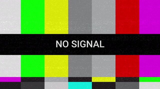 Colorful Test Pattern Displaying No Signal Message.