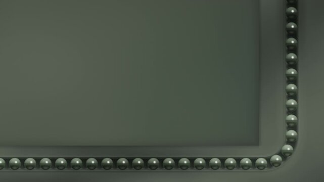Mirror Bead Race Indexing Along An L Shaped Groove Border With Copy Space Seamless Loop in rich sage tones