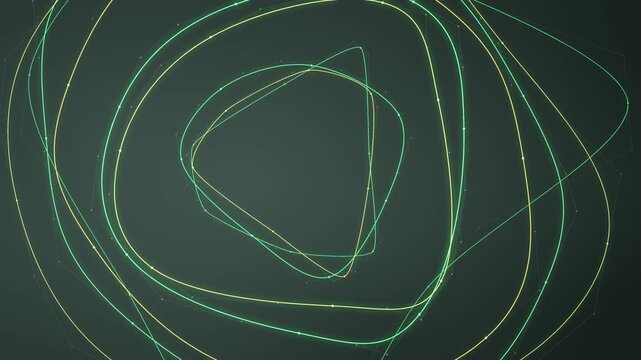 Morphing bezier curve outlines with control points and handles abstract vector motion background seamless loop in calm emerald tones