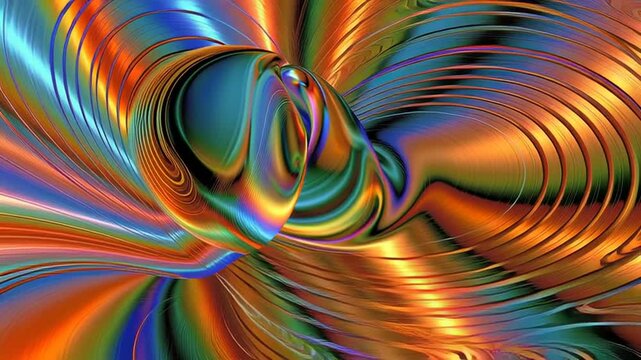 The Shapes That Rise In Iridescent Light As Liquid Metal Curves Toward A Reflective Dream, ai generated.	
