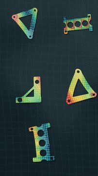 Finite Element Analysis Von Mises Stress Contour On Deforming Bracket Meshes Seamless Loop in calm teal tones vertical 9:16