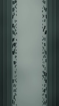 Electrostatic Flake Shuttle Across a Narrow Electrode Gap, Stepped Mechanical Motion, Seamless Loop in subtle mint tones vertical 9:16