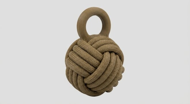 Vintage Monkey's Fist Rope Knot isolated on White Background - Nautical Rope Ball 3D Model

Descripci&oacute;n: Detailed 3D model of a traditional sailor's monkey fist knot ball tied with thick jute rope and
