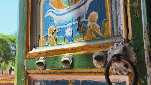 Decorative entrance door at Xiang Fei Tomb in Kashgar