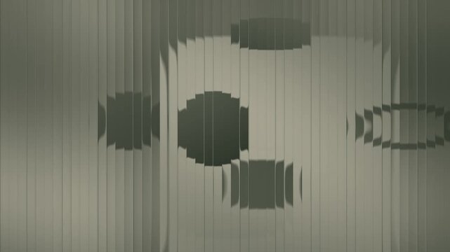 Reeded fluted glass with depth silhouettes sliced into shifting vertical strips seamless loop in bright sage tones
