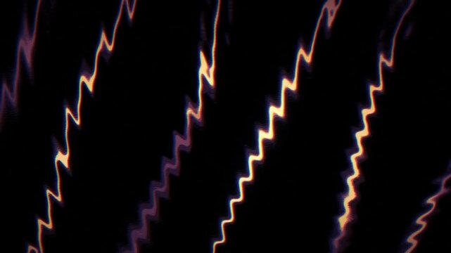 Seamless loop animation: dark cinematic grain on orange and purple liquid caustics warped with concentric ripples, perfect for motion background, titles, poster, and branding.