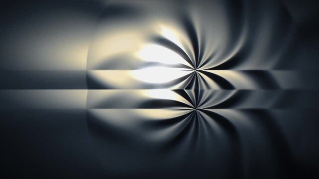 Silver flowing smoke in a mirrored radial mandala delivers a dark cinematic seamless loop for motion backgrounds, titles, VJ sets, and screensavers.