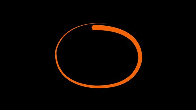 Animated orange hand-drawn circle loop, minimalist doodle overlay for editing animation