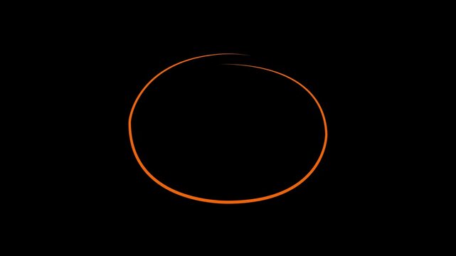 Hand-drawn animated orange circle overlay, minimalist doodle loop for highlighting and emphasis animation