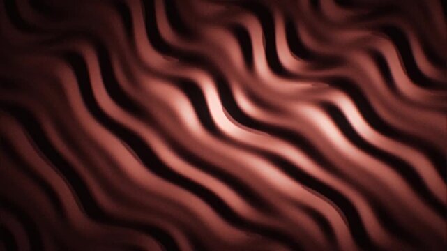 Seamless loop animation: dark cinematic grain on brown and sepia wavy light ridges with embossed relief, ideal for motion background, titles, branding, and screensaver use.