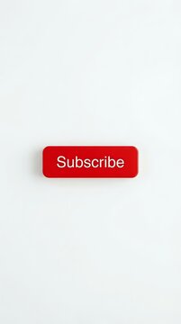 Red subscribe button with rounded corners on light gray background