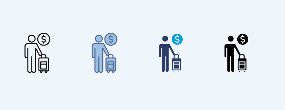Paid Vacation Multiple Icon Illustration Vector, Contains 