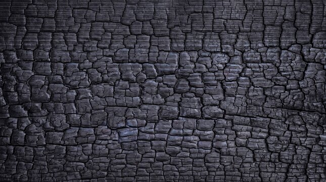 Charred Wood Texture Background with Cracked Black Burnt Pattern