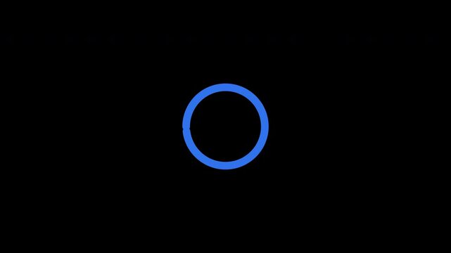 Blue circular progress animation on transparent video