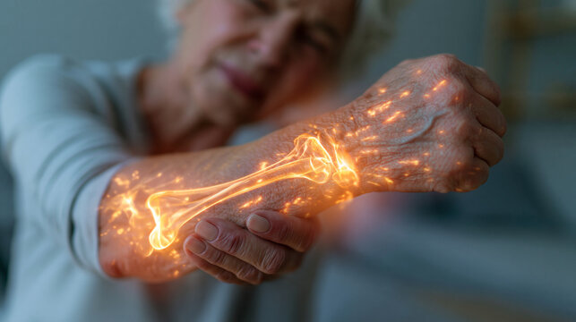 Elderly Woman Suffering from Arm and Bone Pain