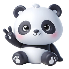 Cute 3d panda isolated on white background © Rimah