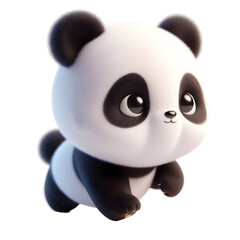 Cute 3d panda isolated on white background © Rimah