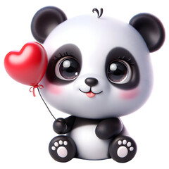 Cute 3d panda isolated on white background © Rimah