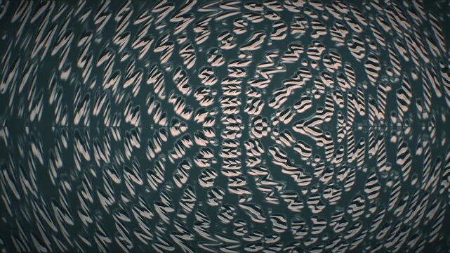Seamless loop animation: dark cinematic grain in silver and gray concentric wave ripples with warped mirrored stripes, ideal for motion background, titles, branding, and wallpaper.