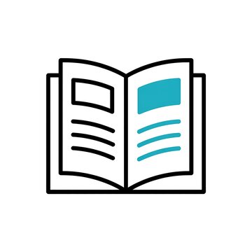 Open book icon with pages and text
