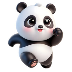 Cute 3d panda isolated on white background © Rimah